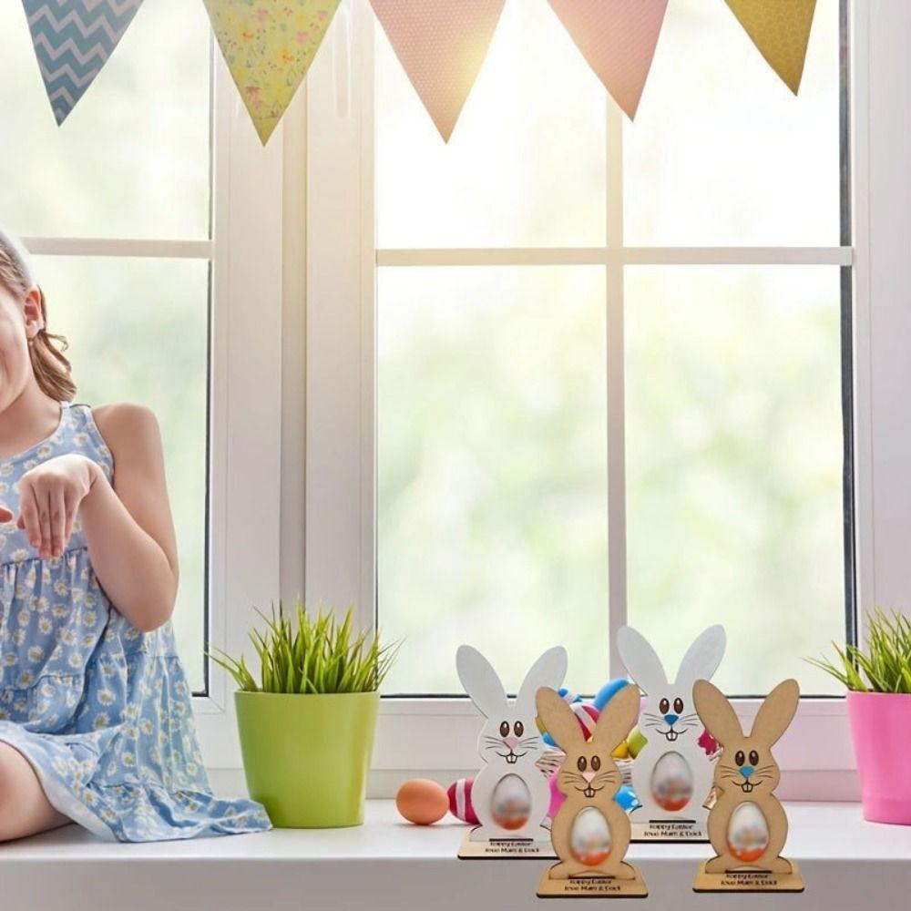 Creative Wooden Egg Stand Simulated Bunny Egg Rack Gift Chocolate Egg Rack  Decoration Supplies