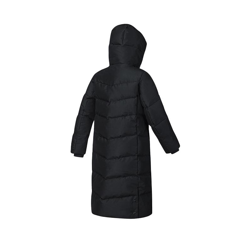 Fila Серия Лыжная Универсальная Длинная Теплая Пуховая Куртка с Капюшоном Женская верхняя одежда Глубокий Черный A11W446920FBK