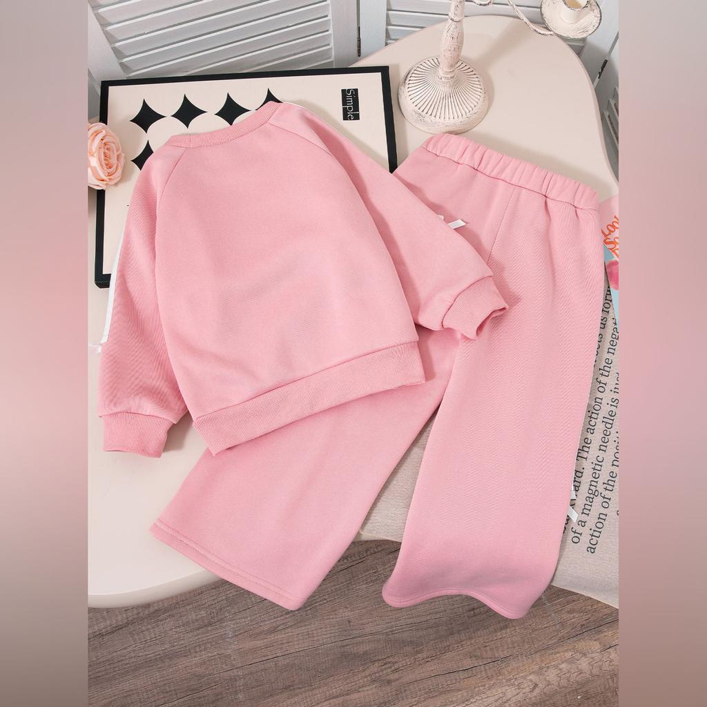 Kids Cartoon Casual Fashion Outfit Set Long Sleeve Top & Pants