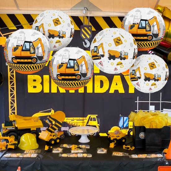 Экскаватор Бумажные Фонарики Строительная Тематическая Вечеринка Декор Праздничная Атмосфера Создатель Дверей Спальни Гостиной
