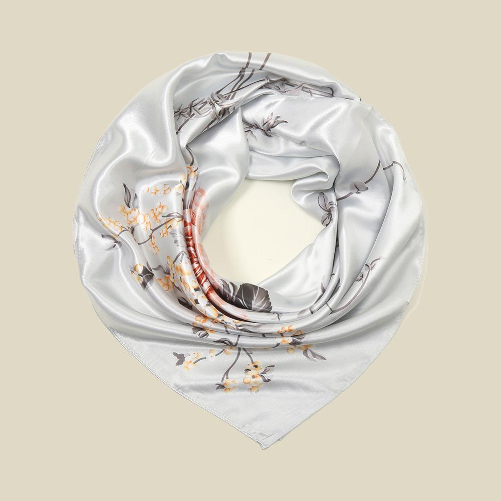 New European and American Printed Silk Square Scarf Fashion Women's Versatile Bag Headscarf Professional Scarf Silk Scarf