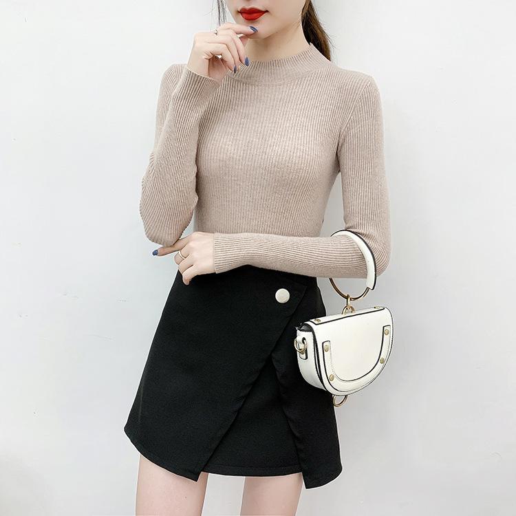 Latest Fall and Winter Half Turtleneck Sweater for Women, Sweet Long-sleeved Sweater for Inner Wear and Outer Wear