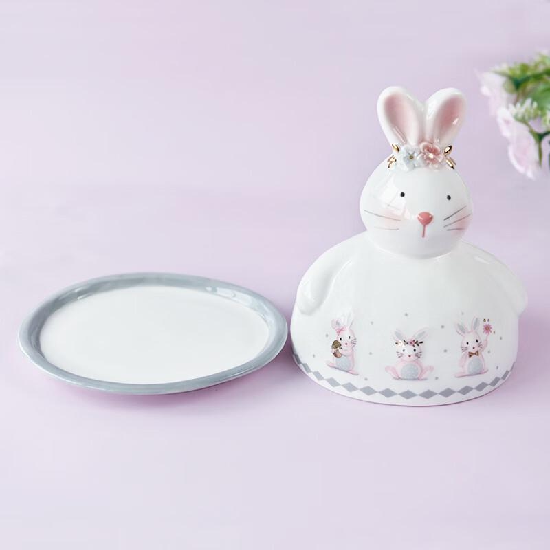 Керамическая масленка с рисунком кролика