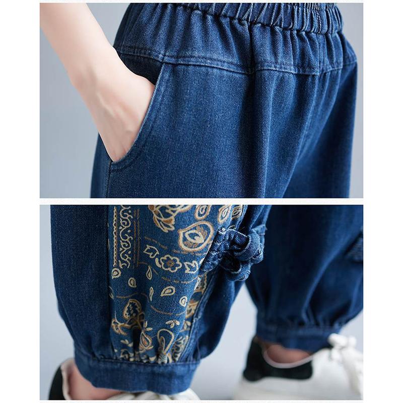 Комплекты джинсов весна осень женская джинсовая куртка с цветочным принтом и джинсы комплект из 2 предметов винтажный большой размер эластичный пояс джинсовые костюмы