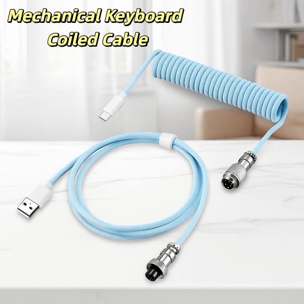 USB-порт Механическая клавиатура Спиральный кабель USB-A на Type-C Спиральный дизайн Механическая клавиатура USB-кабель Type-C