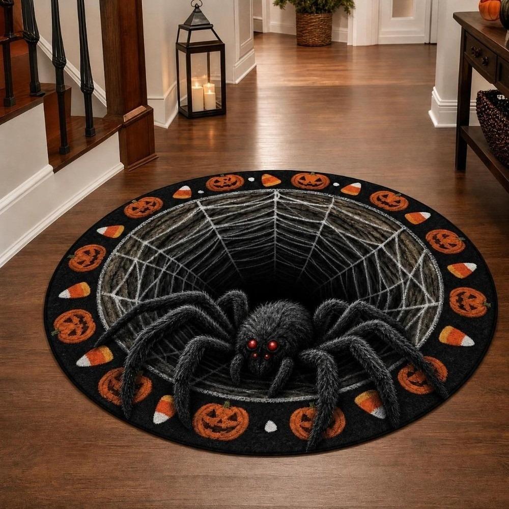 Soft Texture Halloween Floor Mat Ghost Pattern Ghost Decorative Carpet 3D Visual Rug Living Room