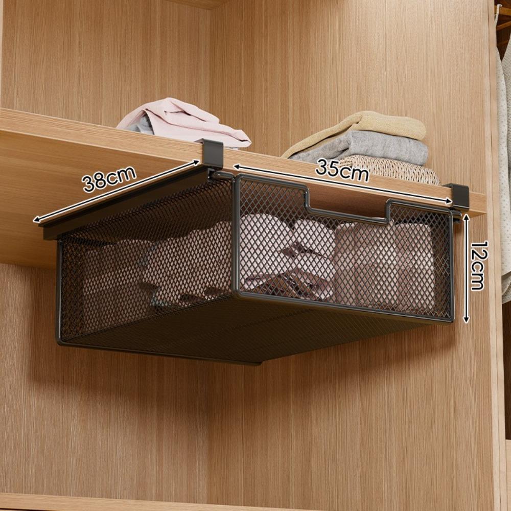 Large Capacity Underwear Storage Basket Under Shelf Pure Color Hanging Organizer Under Cabinet Basket Design