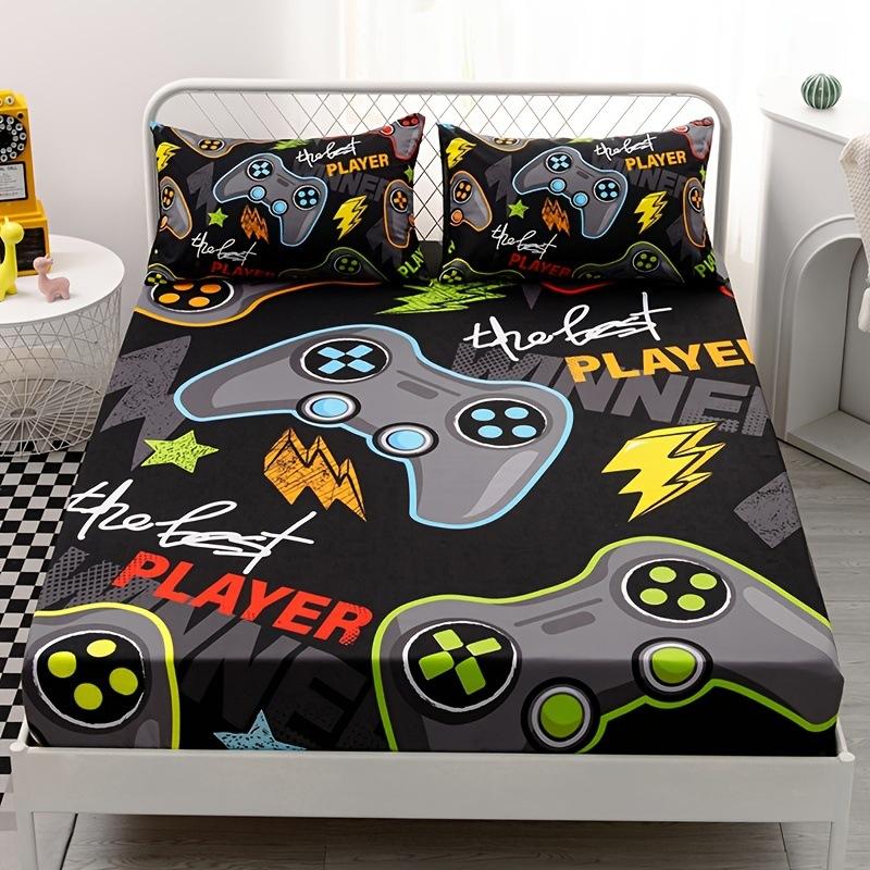 Gamepad Pattern Mattress Three-Piece Digital Printing Bedroom Room School Dormitory Bedding Decoration
