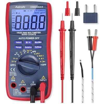 AstroAI Tester 6000 Counts Tester Цифровой мультиметр Автоматический диапазон Напряжение Ток True RMS Сопротивление Целостность Емкость Частота Вольтметр Диод