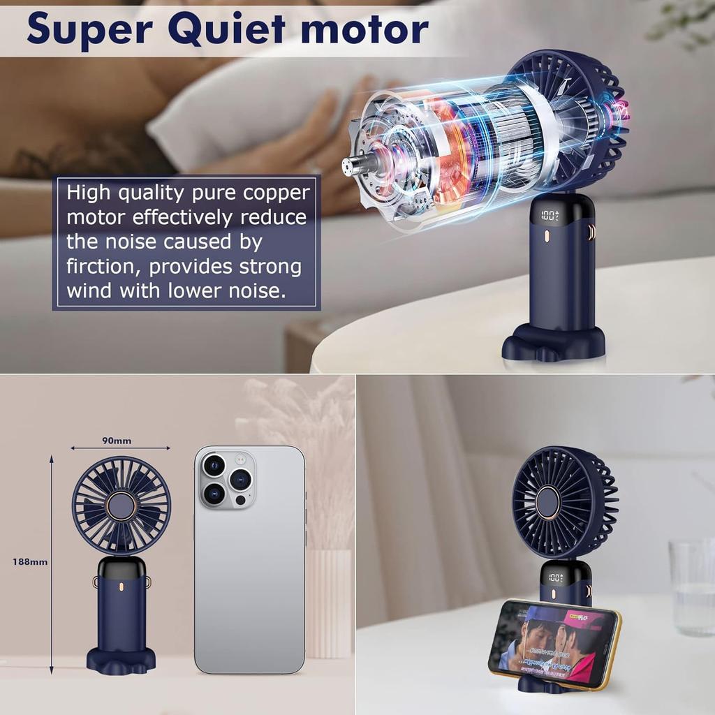 Rechargeable USB Handheld Portable Mini Fan with Foldable Cooling Fan 5 Speed for Students Car Office Desk Outdoor for Gift