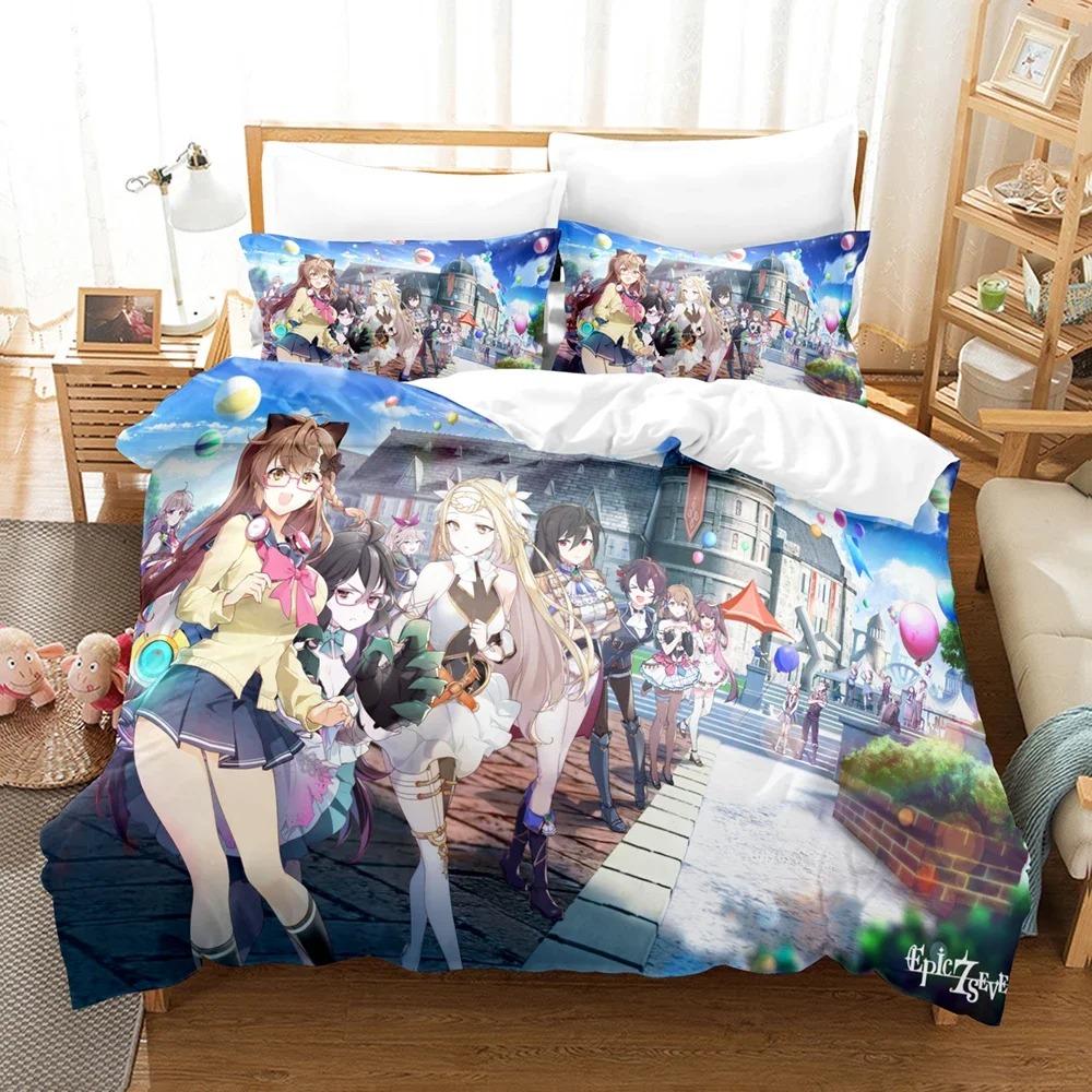 Модный 3D-принт Game Epic Seven Постельное белье Одеяло Пододеяльник Наборы Наволочек Твин Полный Королева Кровать King Постельное белье Домашний Текстиль