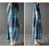 AOLIPT Long Summer Checkered Long Short Loose Plus Natural Women's Dress, Cotton-Linen Dress, Length, Sleeves, V-Neck, Fit, Sizes, Slimming, (M Blue)