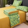 Summer Thin Quilt Bed Sheet Pillowcase 4pcs Bedding Set Home Textiles Soft Double Blanket Print Air-conditioning Quilt Washable