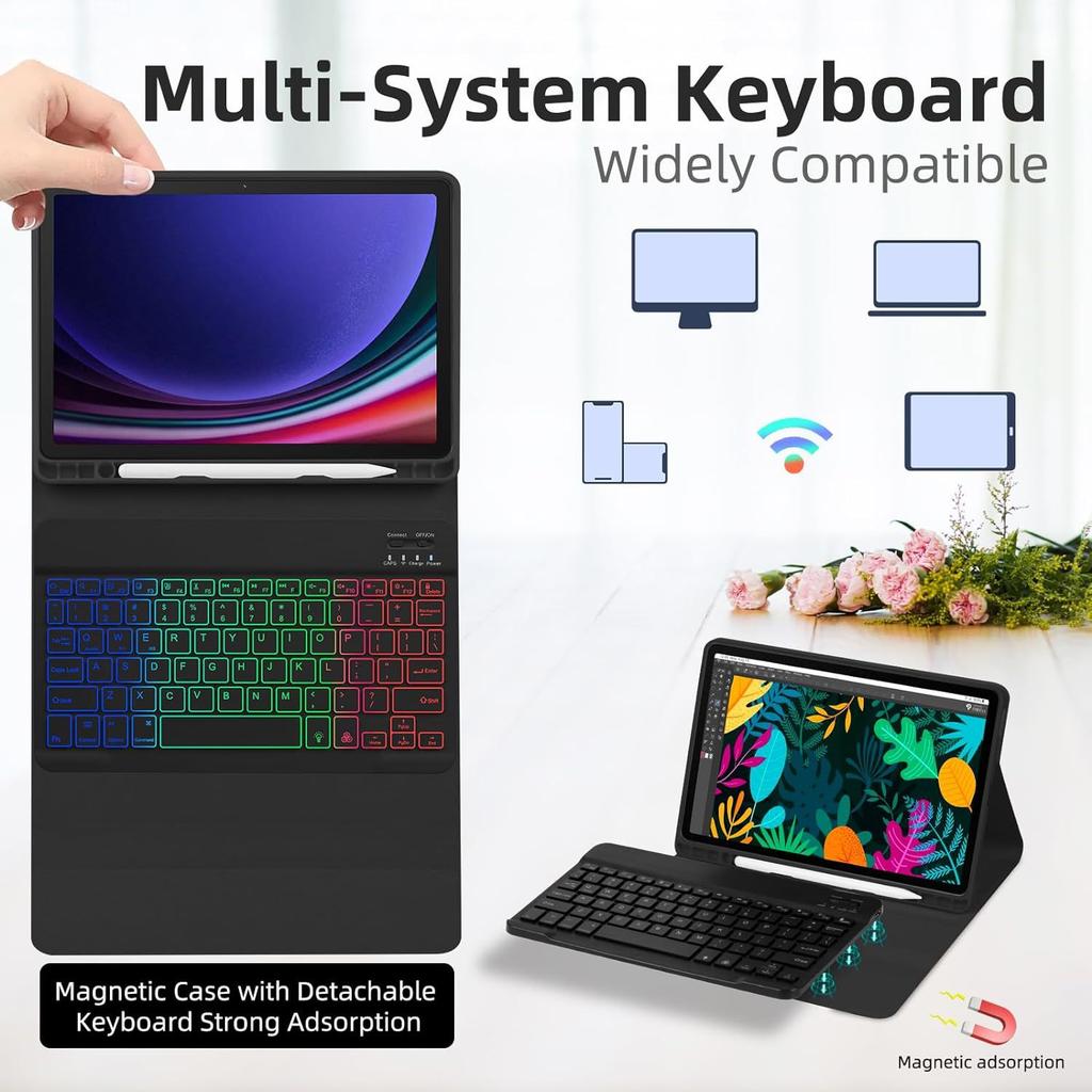 GRB Keyboard Case For IPad 11 (A16) 2025 With Pen Slot and Backlit English Keyboard