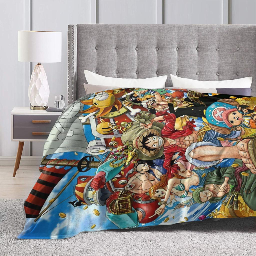 Одеяло аниме Луффи Фланелевый плед Постельное белье Диван Портативные Ультрамягкие Теплые Покрывала,