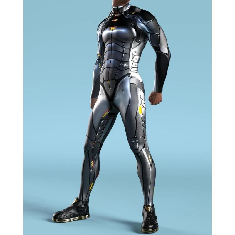 Костюм для взрослых мужчин с 3D-принтом Mecha, комбинезон на молнии, боди Zentai, игровой костюм для вечеринки, женский костюм для косплея 2024