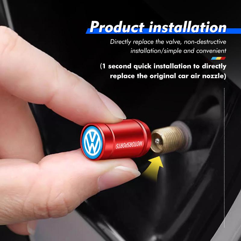 2026 Hot Valve Stems Caps 4pcs Car Wheel Tire Valve Caps Air Stem Covers Auto Parts For Volkswagen VW Scirocco Passat Polo B5 B6 B7 CC Ti