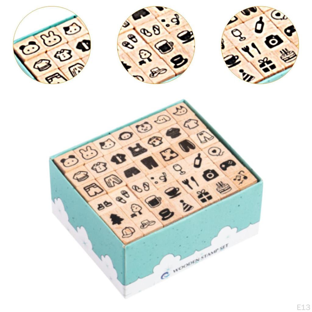 42 шт. Деревянные штампы Художественные ремесла Ручная работа Легкий ретро-дизайн Креативный резиновый