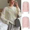 TRA&F Fashion Casual Pullovers For Women Solid Color Round Neck Long Sleeve Knitted Sweater Loose Female 2024 Autunn Winter New