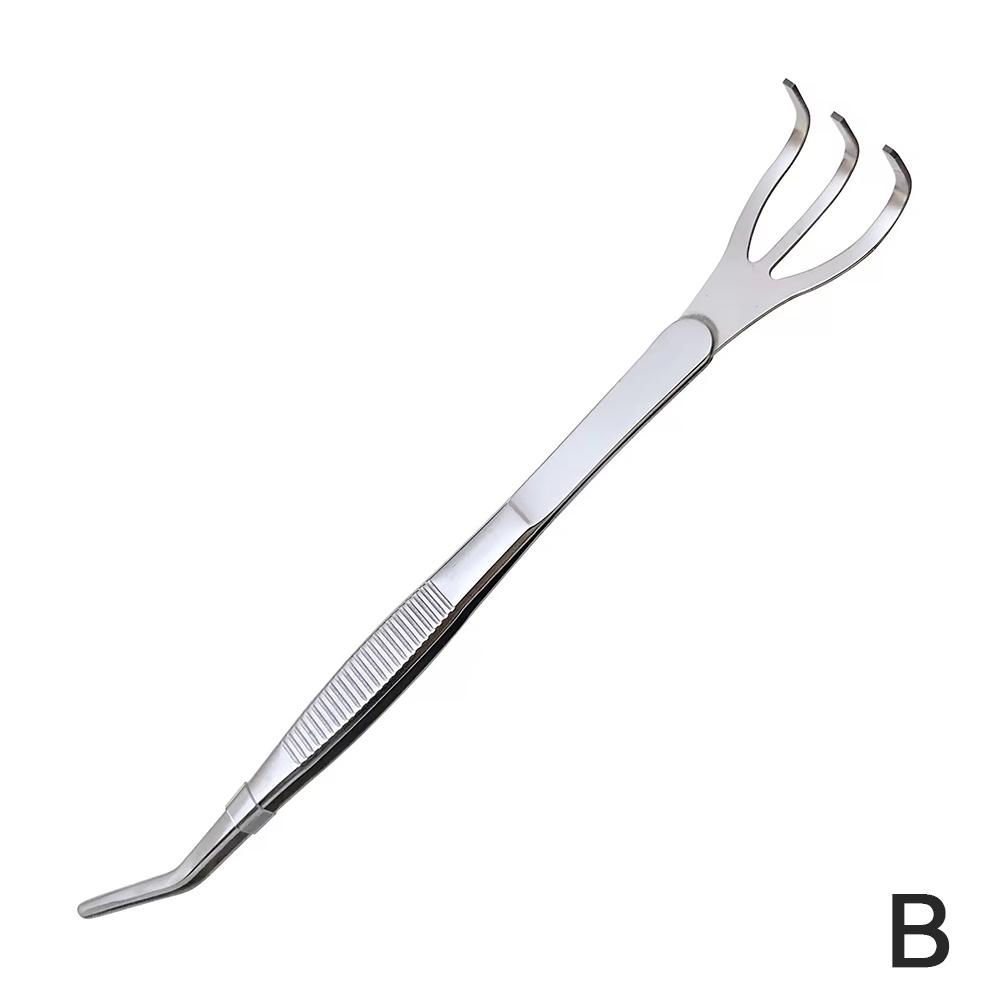 Грабли для корней из нержавеющей стали 304 2 в 1 с эргономичной ручкой, инструмент для обработки почвы, пинцет для суккулентов, бонсай