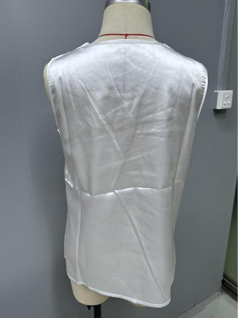 SHEIN Women's Imitation Silk V-Neck Sleeveless Satin Shirt - Spring/Autumn Style