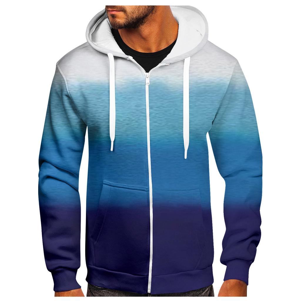 Men's Zipper Sweater Coat Printed Fashion Hooded Sweater