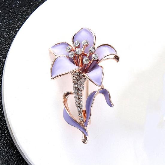 Vintage Flower Shape Brooch Pin Shining Rhinestone Decor Brooch Pin Elegant Scarf Clip