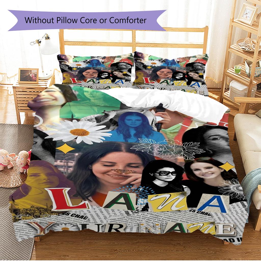 Name Custom Lana Del Rey Pattern Bedding Set Quilt Cover Pillowcase Home Decor Gift (1 * duvet cover + 2 * pillowcase, without core)