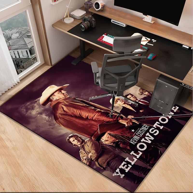Yellows-tone Dutton Ranch Office Rug Chair Mat, Game Carpet, Suitable for Front Door, Bedroom, Living Room, Desk, Holiday Gift