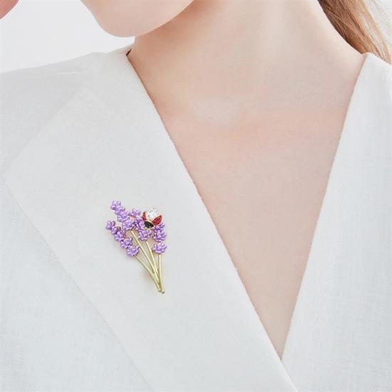 Брошь лаванды с декором в виде божьей коровки, воротник пальто, платье, шарф, шляпа, украшение, булавка, капающее масло, насекомое, цветок, брошь для официальной вечеринки, свадьбы