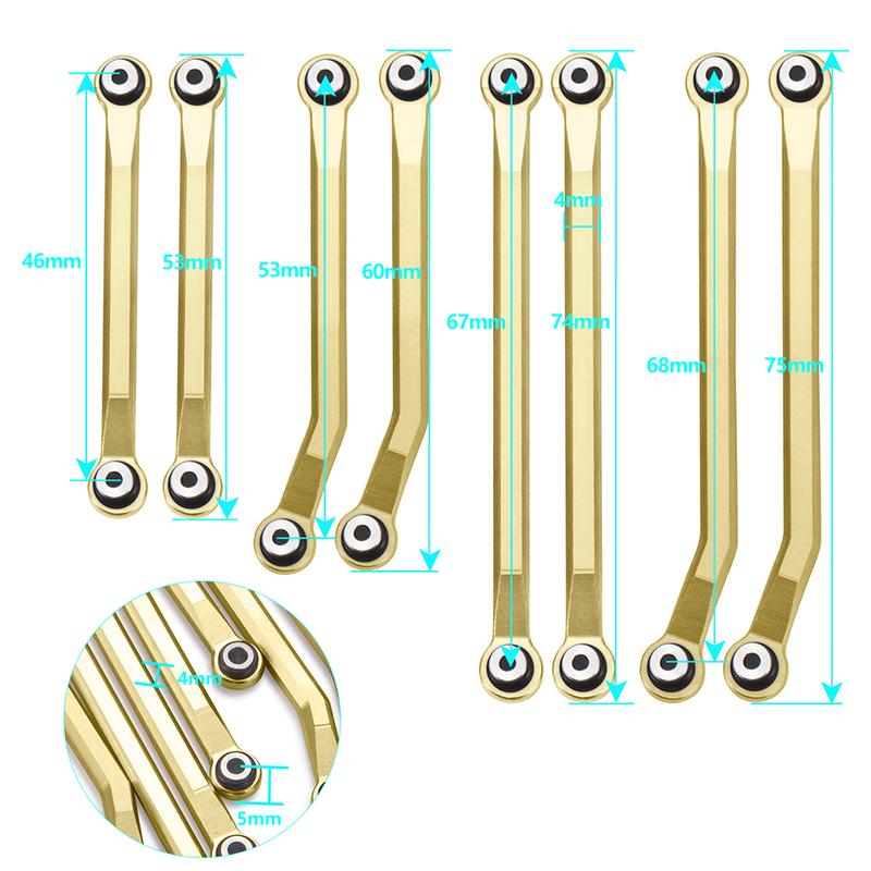 YEAHRUN Brass High Clearance Chassis Links & Steering Linkage Adds Weight for 1/18 RC Crawler Car TRX4M Upgrade Parts