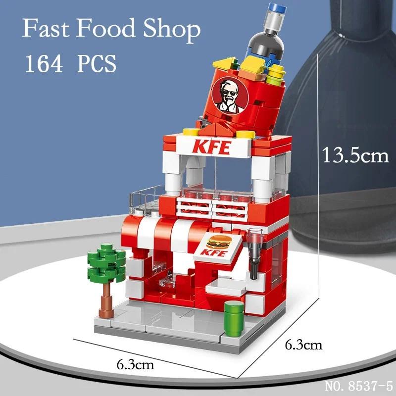 To Assemble Mini City Commercial Street Decoration Model Compatible With Building Blocks for Children's Educational Toys