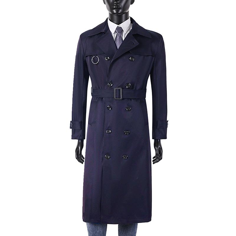 Мужской плащ, повседневный удлиненный двубортный мужской ветровка, весна M-6XL