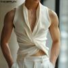 Men Sleeveless Deep V Neck Tank Tops Summer Front Cross Twisted Vest