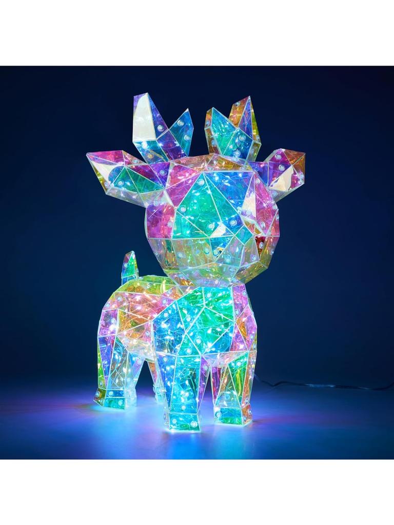 JOYFY 15 In Prismatic Iridescent Reindeer Light Decorations Prismatic Christmas150 LED Lights for Christmas Eve Night Décor