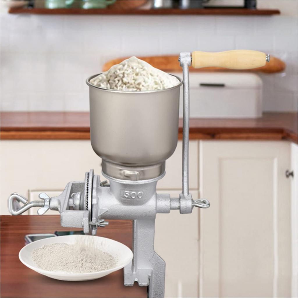 Corn Grinder, Hand Cranking Grain Grinder, Manual Grain Mill with 500ML High Hopper for Grinding Corn, Nut, Spice, Wheat, Coffee, Grinder Tool Silver