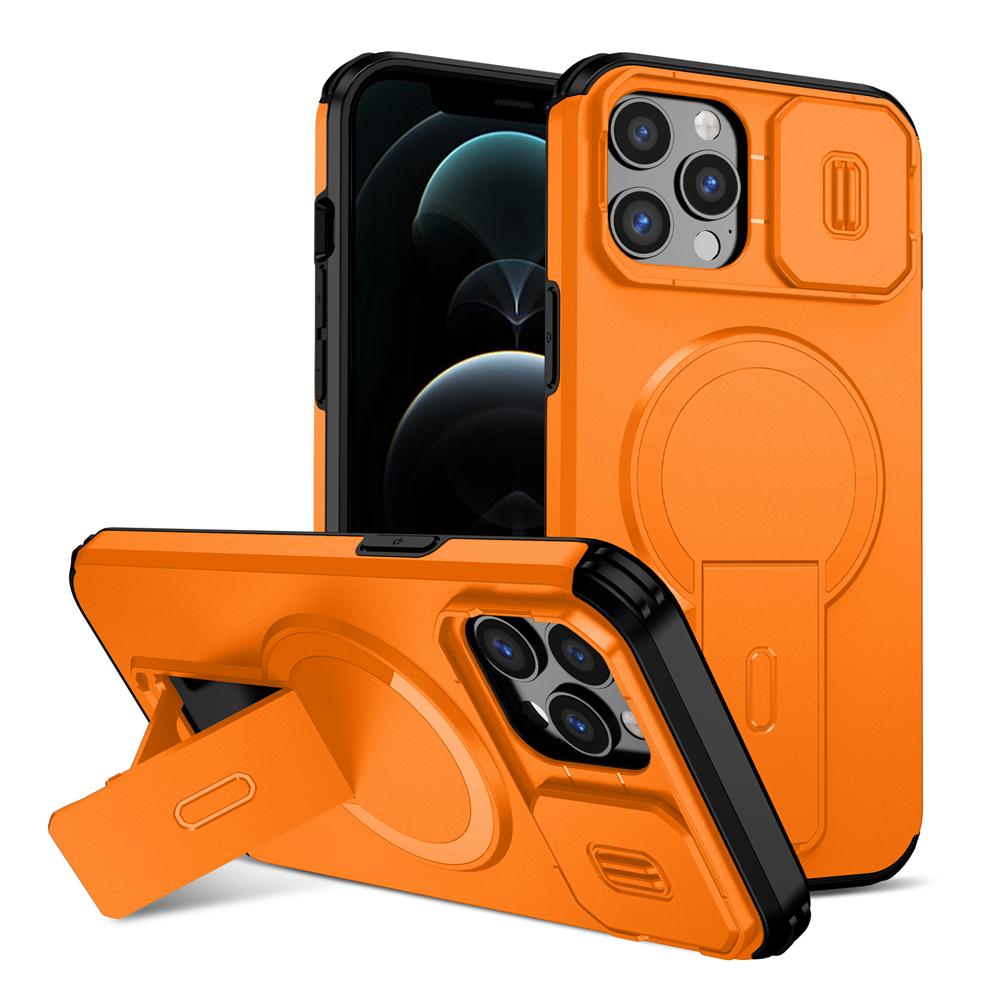 KEYSION Противоударный магнитный чехол для iPhone 11 12 Pro Max Сдвижная защита объектива камеры Подставка Беспроводная зарядка Задняя крышка телефона