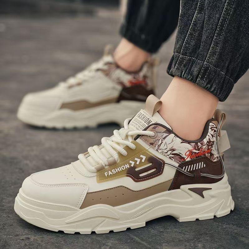 Новая мужская спортивная одинарная обувь, кожаный верх, повседневные кеды, молодые и молодые, толстая подошва, увеличивающая рост, нескользящая, рабочая обувь, желтая, для улицы