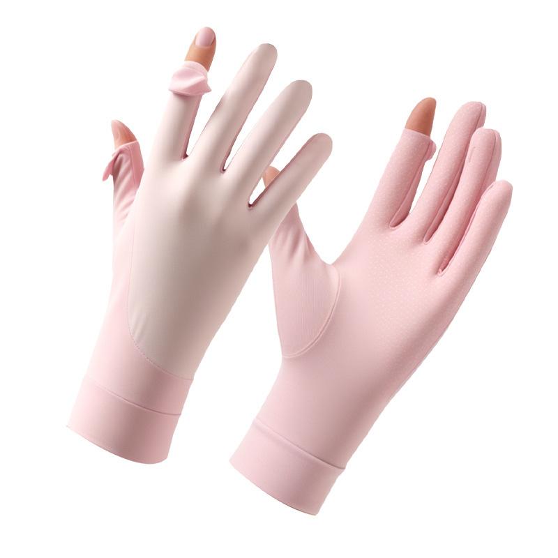 2025 Новые перчатки от солнца женские УФ-защита Откидная крышка Летние Ледяное ощущение Ледяной шелк Прохладные Наружные перчатки для велоспорта Женские