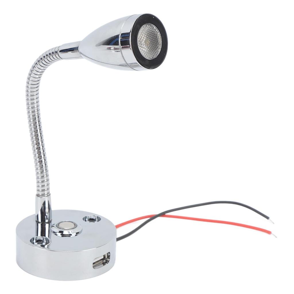 Светодиодный светильник для чтения в автодоме, хромированный, комнатный, прикроватный, для лодки, яхты, USB, 3 регулируемых цвета света, сенсорный светильник D