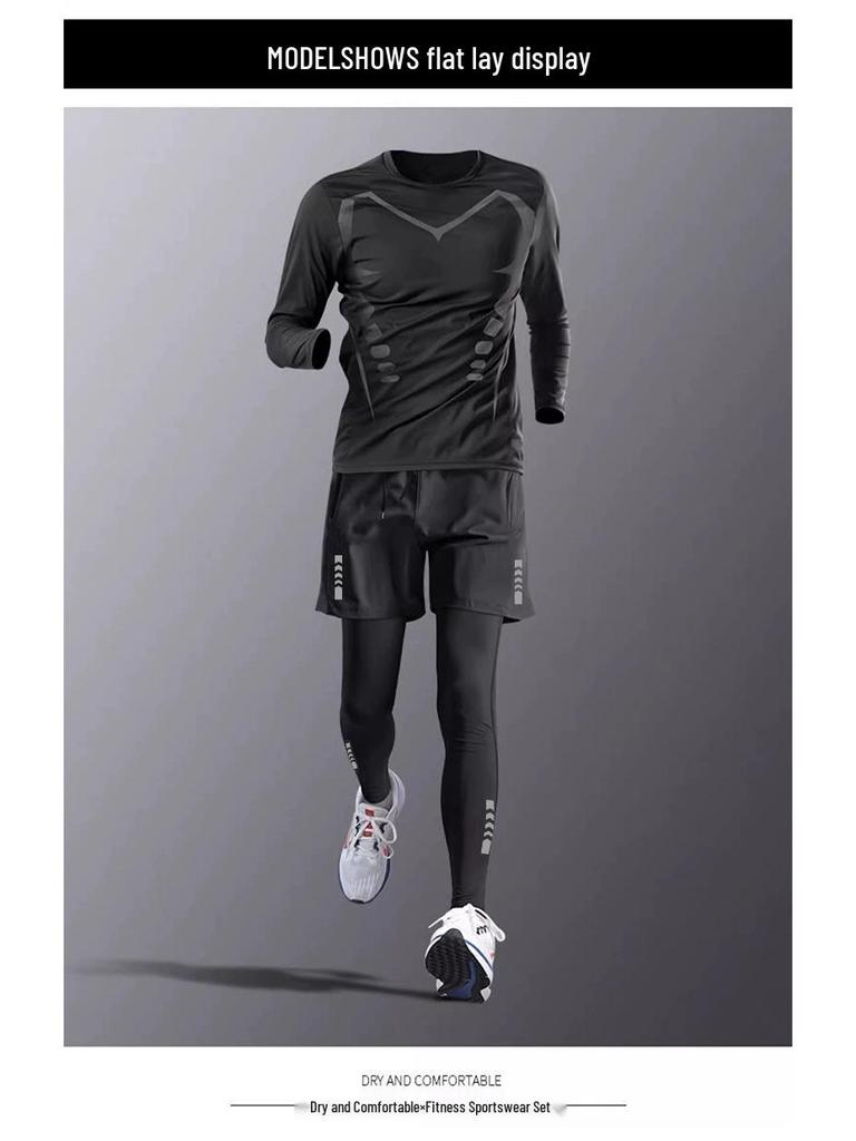 Мужская спортивная футболка с длинным рукавом для быстрого высыхания для бега, тренировок в зале и баскетбола