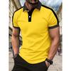 Men's Casual Color Block Sports Short Sleeve Lapel Shirt, Summer Outdoor Leisure