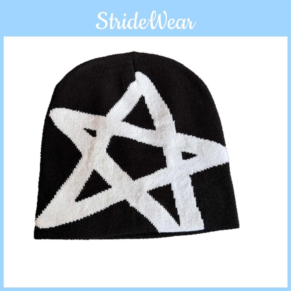 Autumn Knit Winter Hat With High Top Design And Star Pattern For Daily Wear