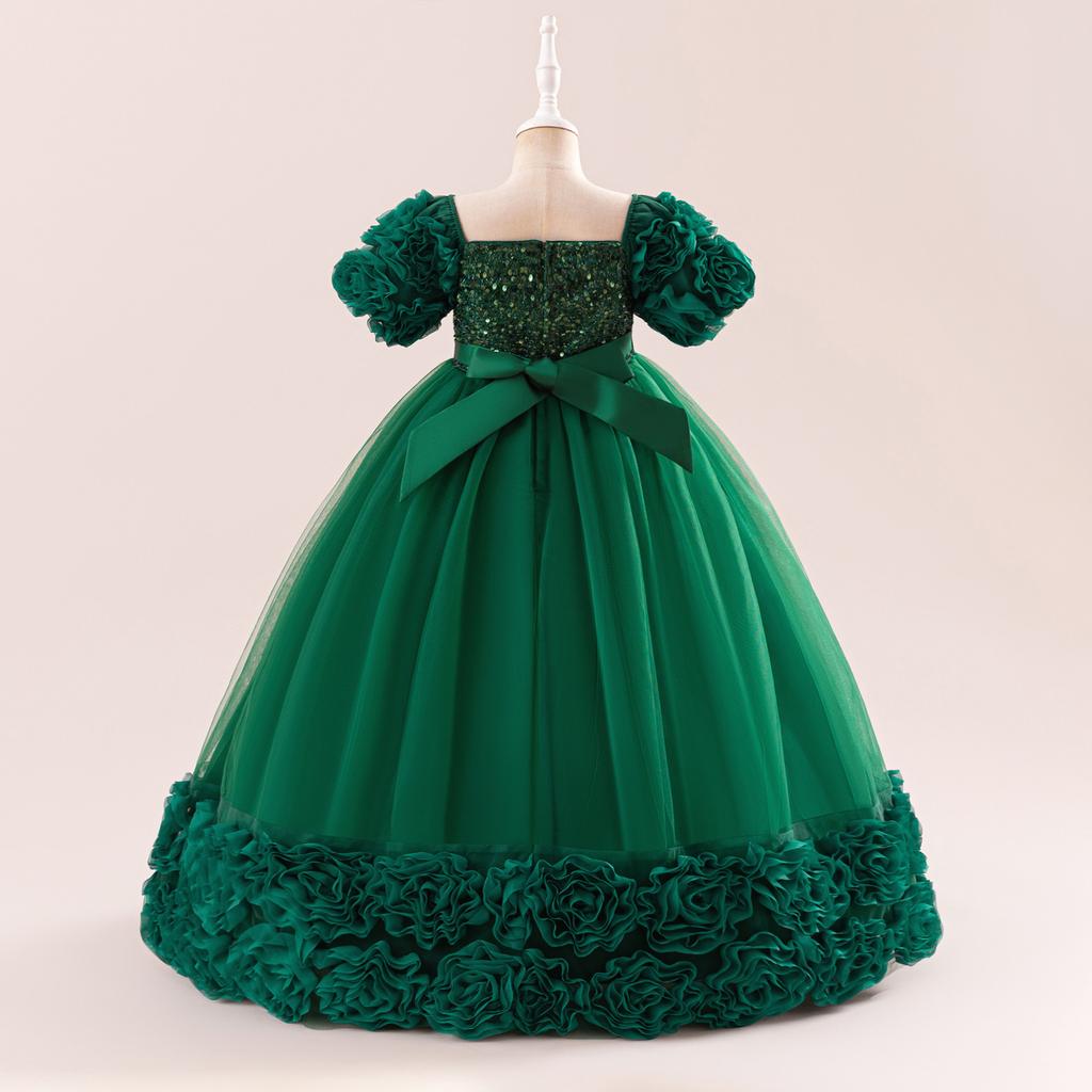 4-14 лет Рождественское платье принцессы для девочек-цветочниц для свадеб Летнее детское торжественное длинное платье с бантом для школьных вечеринок Детская новогодняя одежда