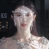 Veil Masquerade Mask Tassel Facial Jewelry Accessories Exaggerated Rhinestone Mask Decoration