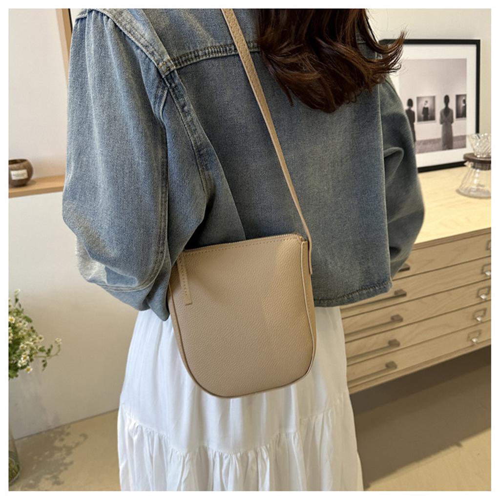 Pattern Shoulder Bag New Zipper Solid Color Crossbody Bag Genuine Leather Phone Bag Ladies New