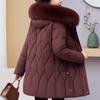 Winter Jackets Middle Age Woman Plus Size Outerwears Hooded Faux Fur Collar Thick Warm Casual Winter Coat Female Parkas