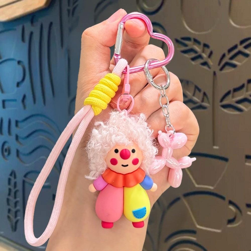 Funny Curly-haired Clown Keychain Creative Curly-haired Doll Key Ring Bag Charm Pendant for Women