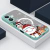 Чехол для телефона Merry Christmas Tree Snowman Print для iPhone 16 15 Pro Max 14 13 Pro 12 11 8 7 для MagSafe Magnetic Shockproof Soft Edge Clear Matte Cover