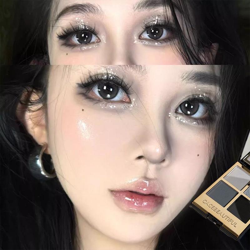 Four- Shimmer Purple Eyeshadow Palette Sexy Dark Brown Glitter Eyeshadow Pearlescent Matte Earth Eye Shadow Makeup Palette